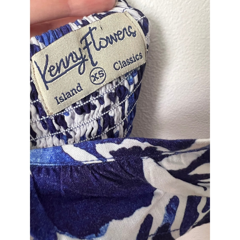 Kenny Flowers The Napa Resort Dress with Ruffle Straps Size XS Blue Floral - Picture 9 of 9